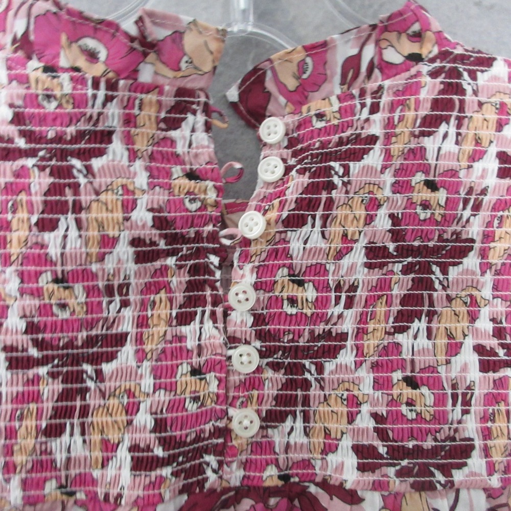 J Crew Liberty of London Top Small‎ Floral Butterfield Poppy Smocked Ruffle Neck - Picture 9 of 10
